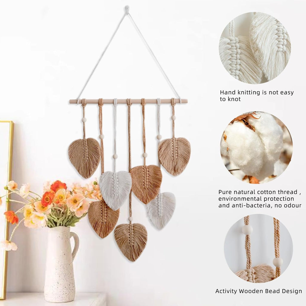 HNLMZ Arazzo da Parete in Macramè,Arazzi Tessuti a Mano in Stile Boemo,Arazzo Fatto a Mano Decorazione da Parete Per Soggiorno, Camera da Letto, Matrimonio, Decorazione Natalizia (Cachi)