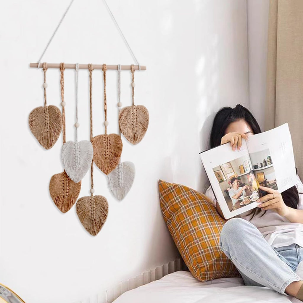 HNLMZ Arazzo da Parete in Macramè,Arazzi Tessuti a Mano in Stile Boemo,Arazzo Fatto a Mano Decorazione da Parete Per Soggiorno, Camera da Letto, Matrimonio, Decorazione Natalizia (Cachi)