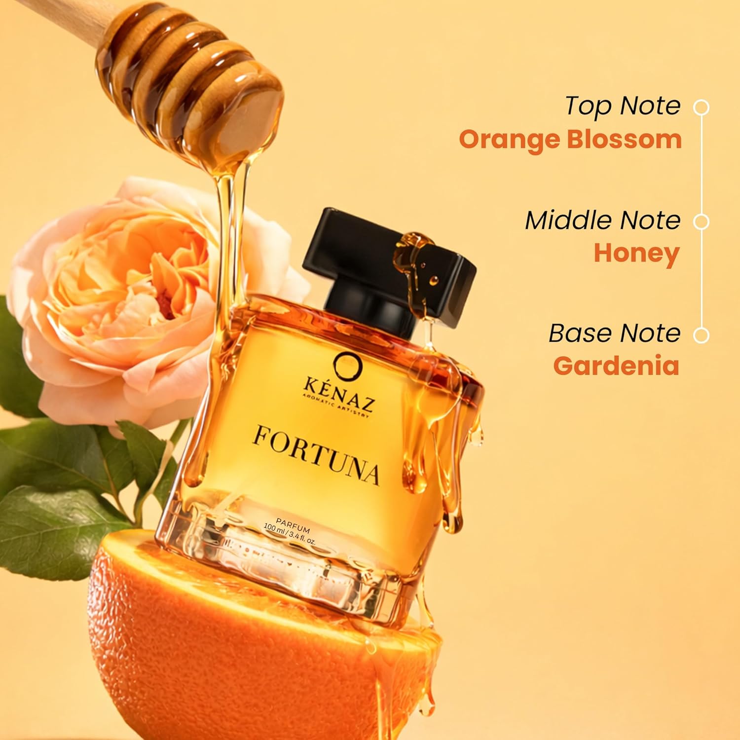 KENAZ Fortuna Long Lasting Perfume For Men & Women 100ML | Dubai Crafted | Floral Fruity With Orange Blossom & Patchouli | Unisex Parfum | 20% Fragrance Oil